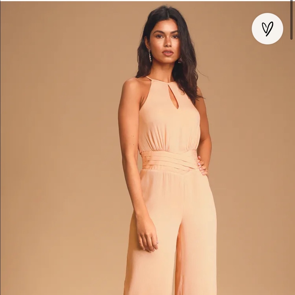Lulu’s Beachcomber Peach Wide Leg Jumpsuit
